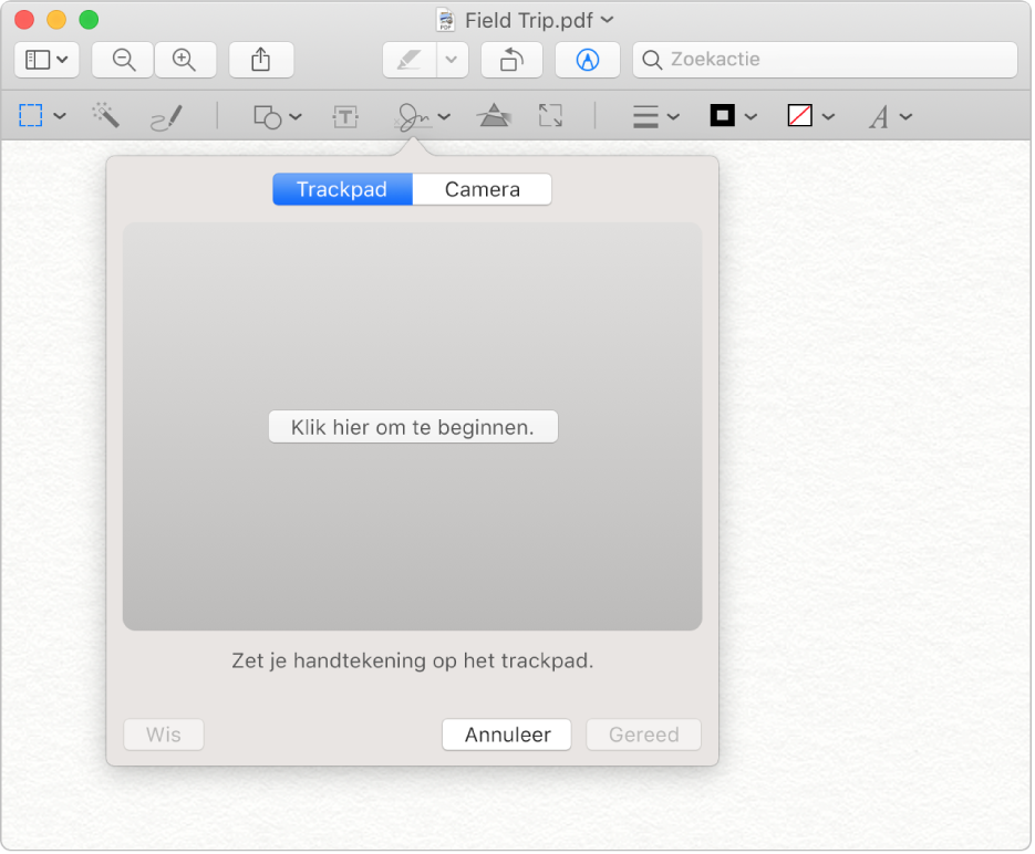 De handtekeningfunctie in Voorvertoning.