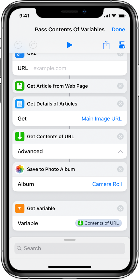 ऐक्शन में जोड़ा गया मैज़िक वेरिएबल।