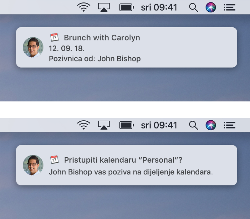Baneri za obavijesti za pozivnice za Kalendar nemaju tipke na desnoj strani