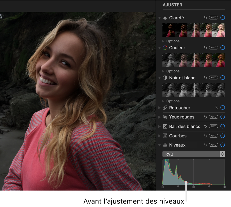 Une photo avant les ajustements de niveaux.