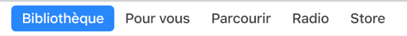 Le bouton Bibliothèque dans la barre de navigation.