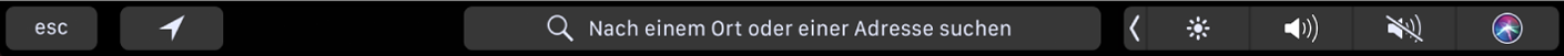 Die Karten-Touch Bar mit Tasten für Routen und den aktuellen Ort. Außerdem wird die Suchleiste angezeigt.