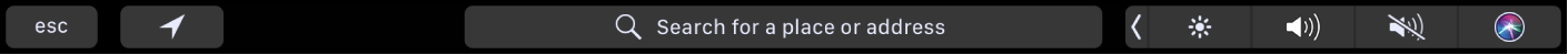 The Maps Touch Bar with buttons for current location and directions. The search bar is also displayed.