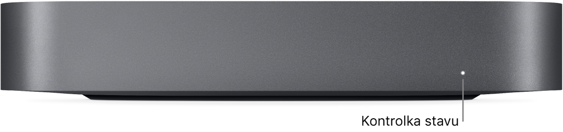 Pohľad na Mac mini spredu so svetelným indikátorom.