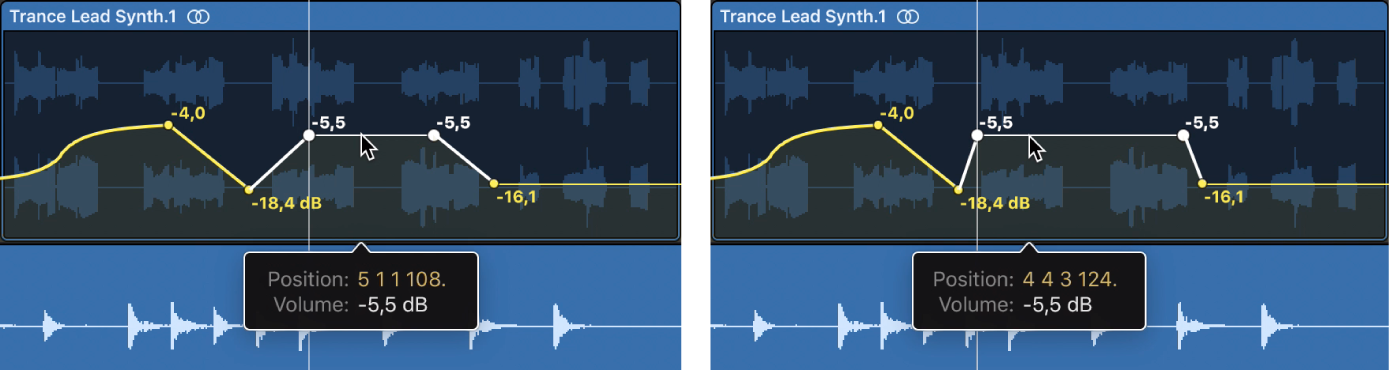 Abbildung. Automationskurve symmetrisch zwischen zwei horizontal ausgerichteten Punkten anpassen.