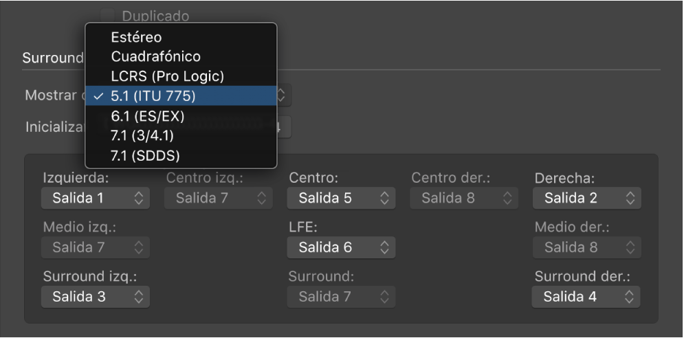 Ilustración. Panel de preferencias Surround.