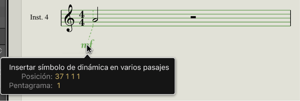 Ilustración. Líneas guía en el editor de partituras.