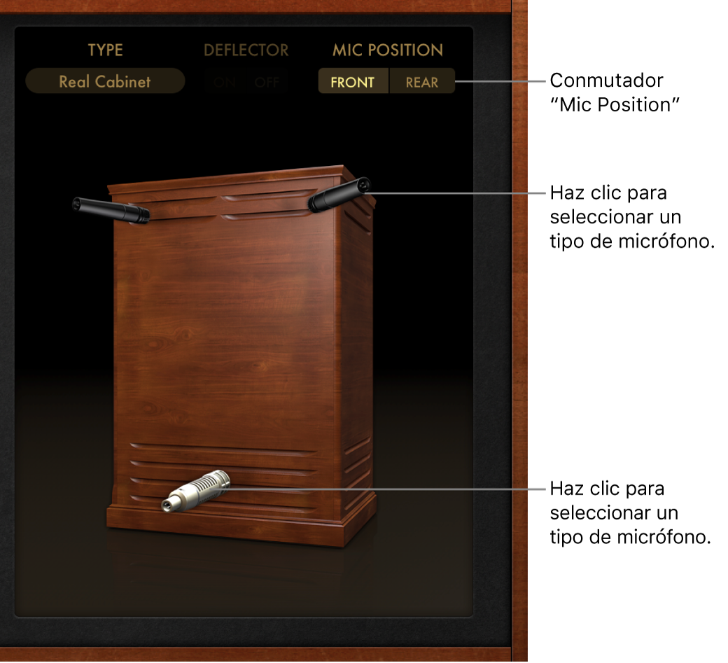 Ilustración. Parámetros de micrófono del efecto “Rotor Cabinet”.