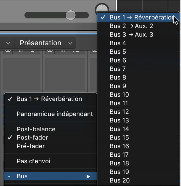 Figure. Assignation d’un bus à un envoi.