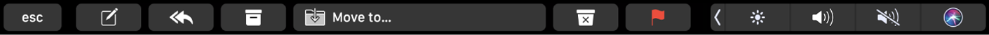 Жасау, жауап беру, файл, Move to, қалаусыз және жалауша қою түймелерін көрсетіп тұрған Touch Bar for Mail