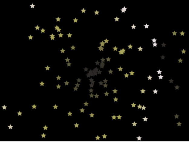 Canevas affichant un système de particules où l’option « Afficher les particules sous forme de » est définie sur Image