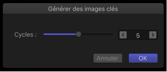 Zone de dialogue « Générer des images clés »