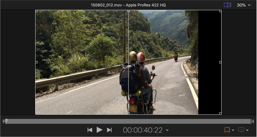 Área de vista previa con un ejemplo de relleno de 4 x 3 desde un origen 16 x 9.