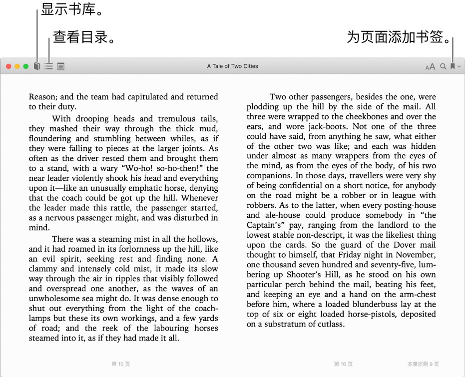 打开的图书中的选项。