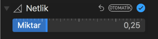 Ayarla bölümündeki Netlik sürgüsü.