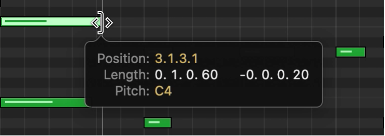 Se está redimensionando una nota en el editor de teclado.