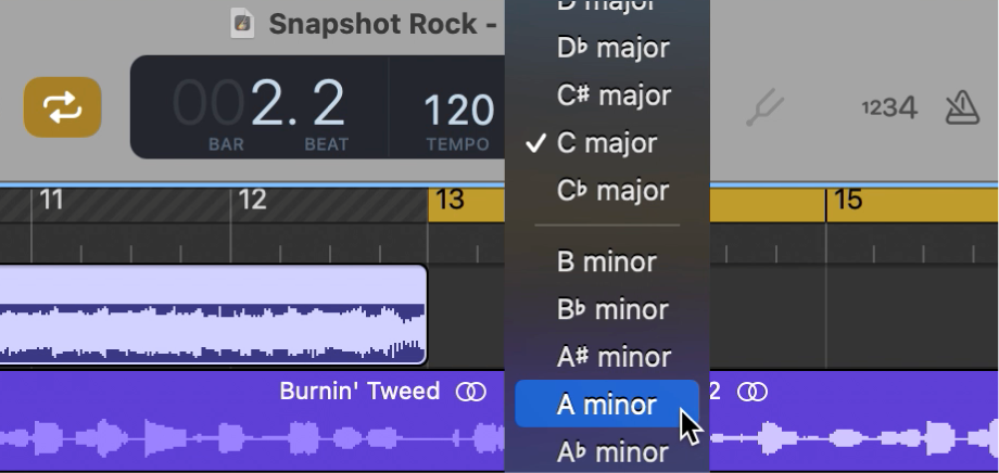 LCD con el menú desplegable Tonalidad