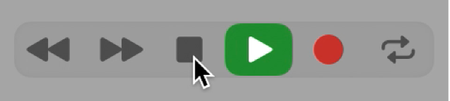 Tombol Transpor dengan tombol Hentikan yang dipilih.