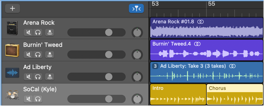 Area Track menampilkan bidang dan jenis track yang berbeda.