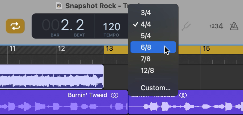 Wybór nowego metrum w menu podręcznym na panelu LCD.