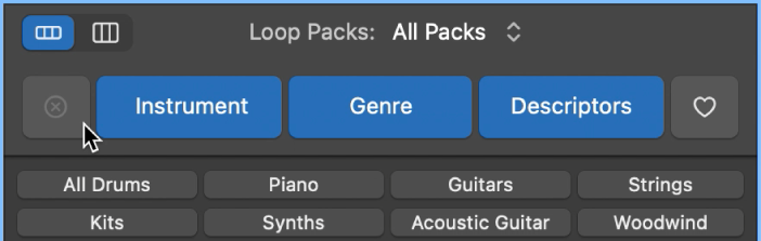 Przycisk Wyzeruj w przeglądarce pętli