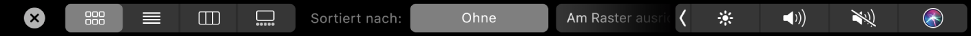 Die Finder-Touch Bar mit angezeigten Darstellungs- und Sortieroptionen