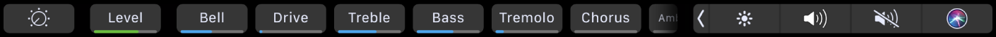 Touch Bar de GarageBand con controles inteligentes y efectos para las pistas.