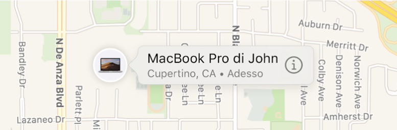 Primo piano dell'icona Informazioni del MacBook Pro di Giovanni.