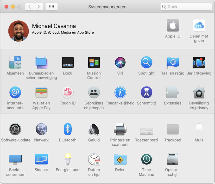Het venster 'Systeemvoorkeuren'.