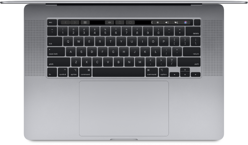 MacBook Pro de 16 polegadas visto de cima.