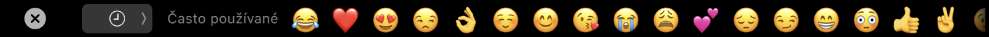 Touch Bar so zobrazením galérie znakov emoji.