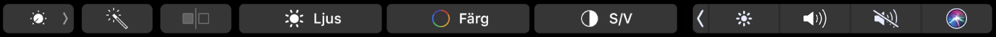 Touch Bar som visar knappar för bildredigering – beskärning, filter, justering och retuschering samt knappen för att navigera till fler alternativ.