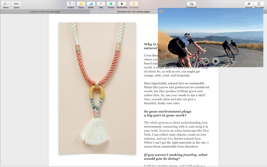 La finestra d’imatge sobre imatge flotant al damunt d’un altre lloc web.