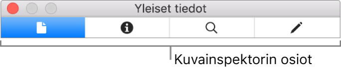 Kuvainspektorin osiot.