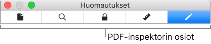PDF-inspektorin osiot.