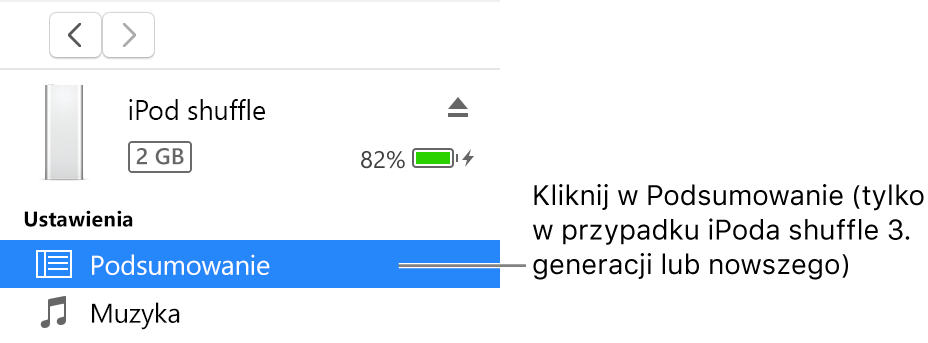 Okno urządzenia z pozycją Podsumowanie zaznaczoną na pasku bocznym po lewej.