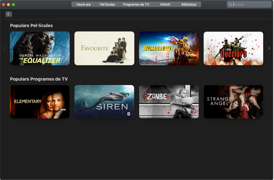 Pantalla amb el tauler Buscar