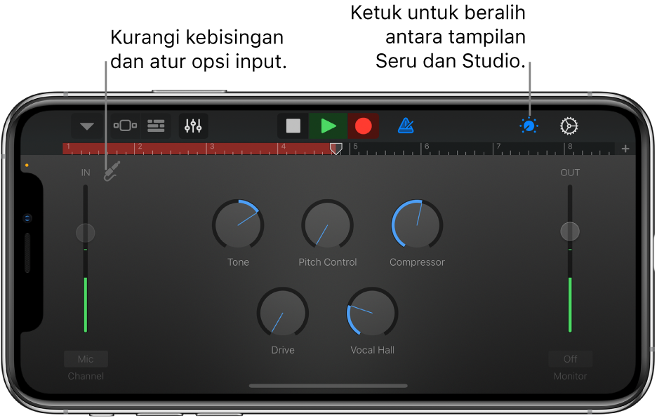 Tampilan Studio Perekam Audio