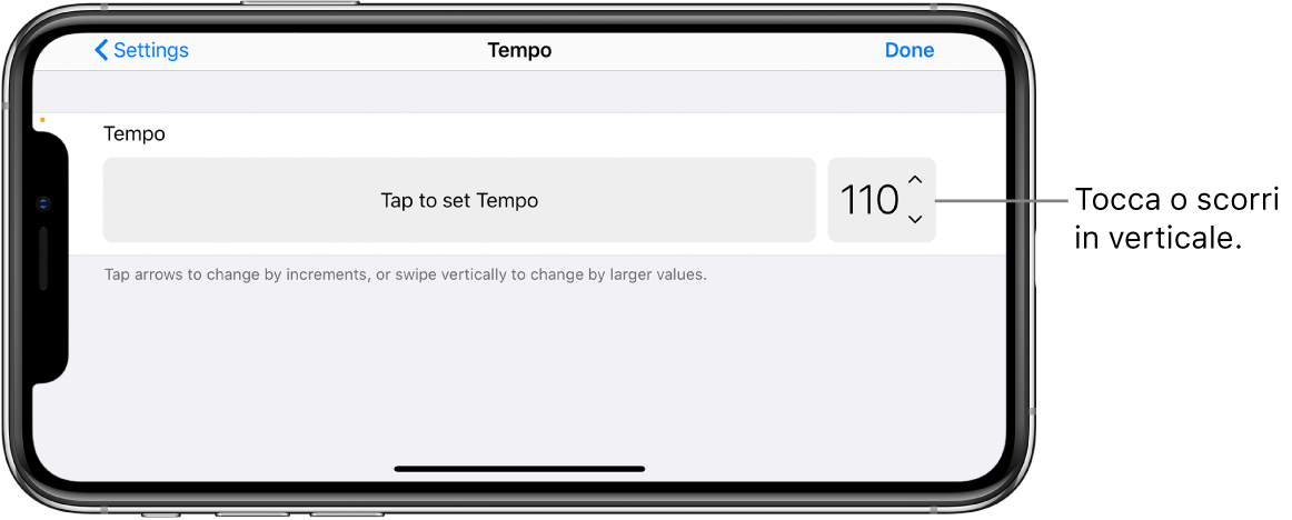 Controlli Ritmo in “Impostazioni brano”