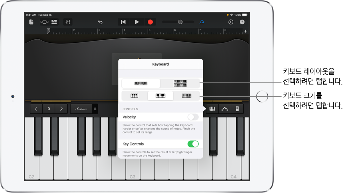 키보드 레이아웃 및 크기 제어기
