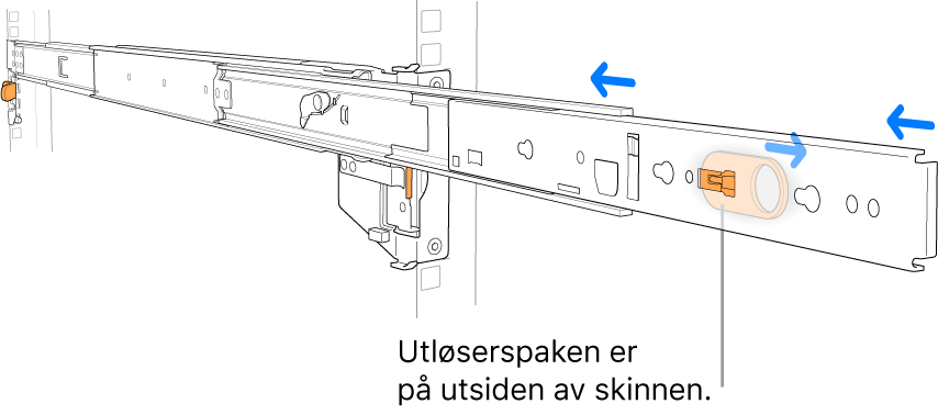 En skinne som skyves inn.
