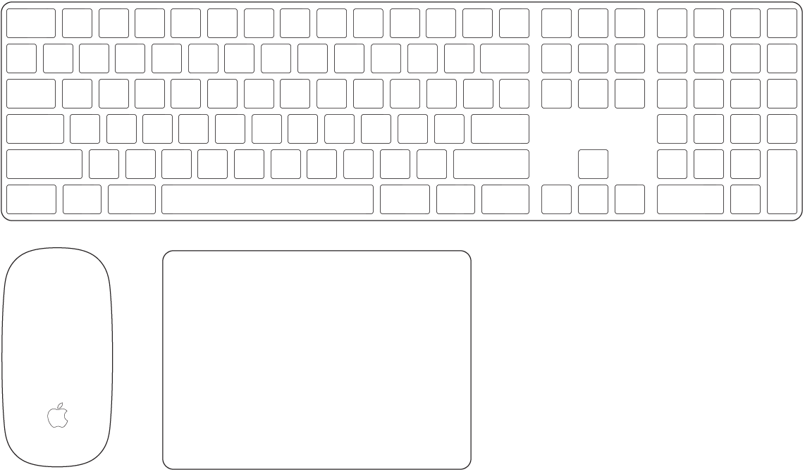Το Magic Keyboard με αριθμητικό πληκτρολόγιο και το Magic Mouse 2, τα οποία παρέχονται μαζί με το Mac Pro σας.