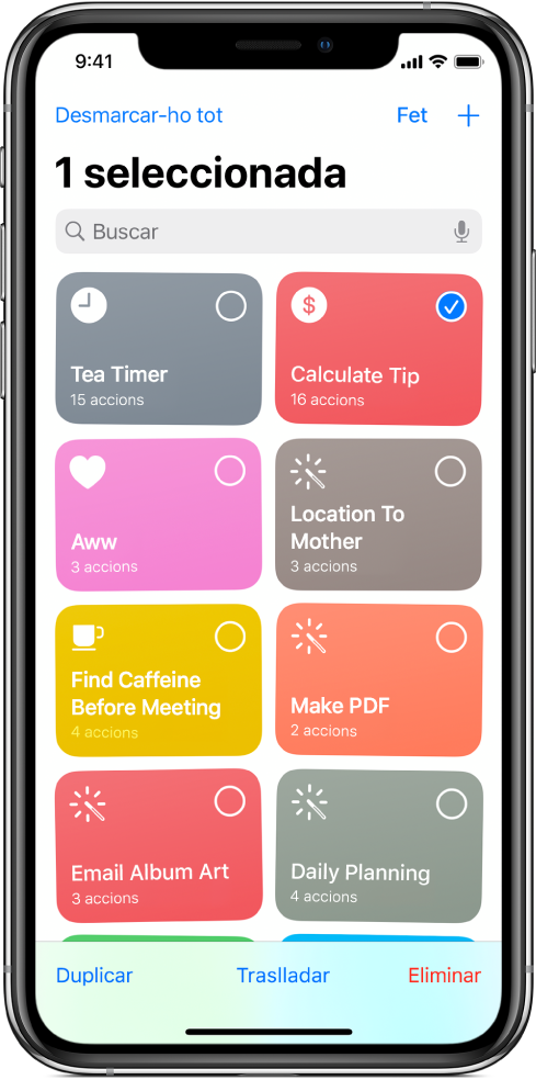 La pantalla de dreceres en el mode d’edició.