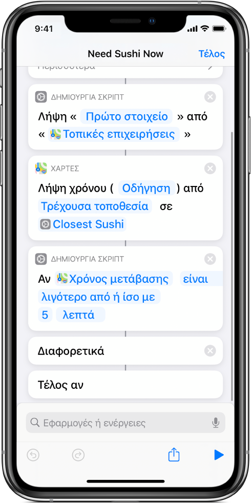 Ενέργεια «Αν» που τοποθετείται σε δύο διαδρομές.