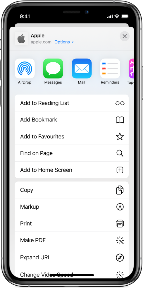 Shortcuts in Safari’s share sheet.