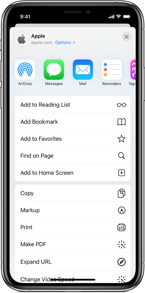 Shortcuts in Safari’s share sheet.