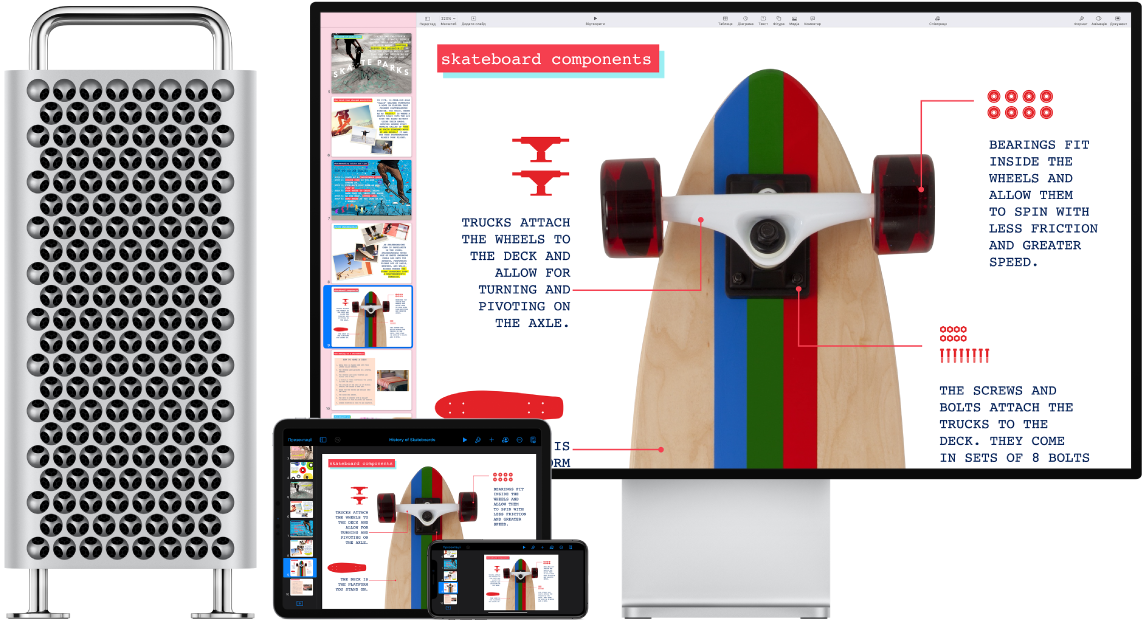 Ідентичний вміст одночасно відображено на Mac Pro, iPad та iPhone.