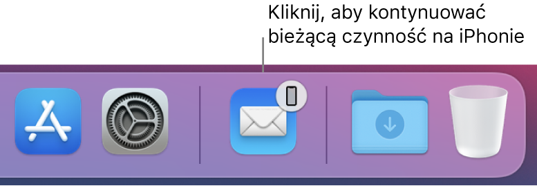 Ikona funkcji Handoff widoczna w Docku.
