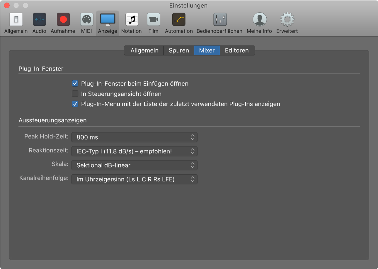 Abbildung. Bereich „Darstellung“ > „Mixer“