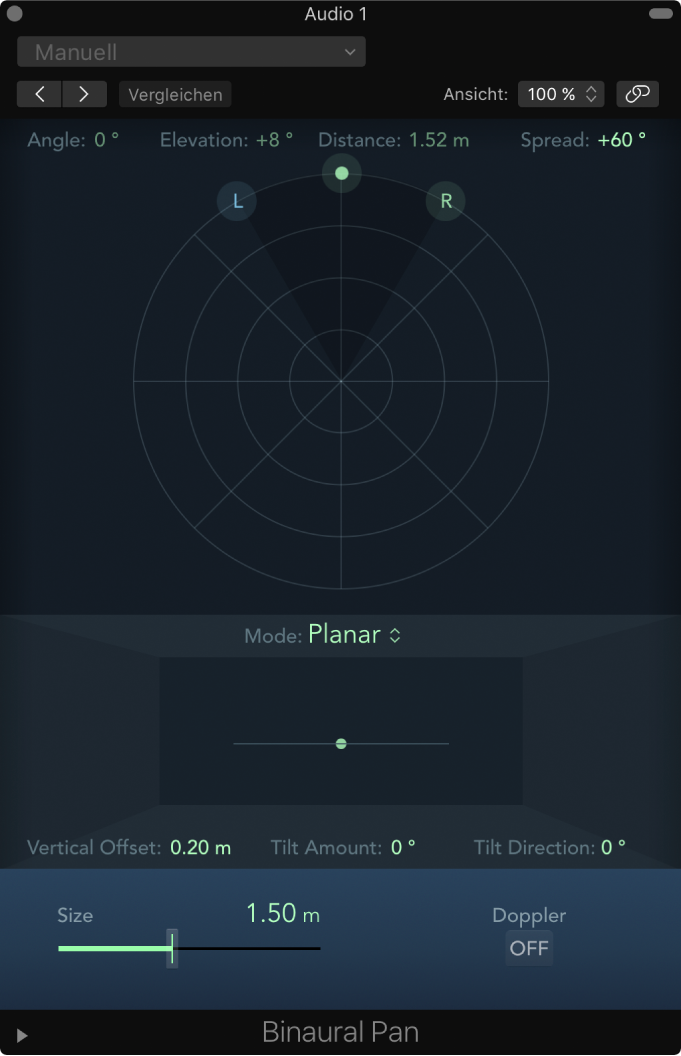 Abbildung. Fenster „Binaural Panner“